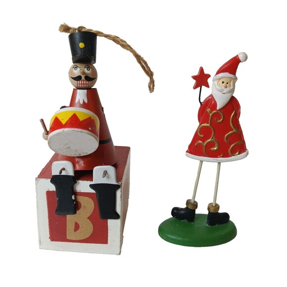 Metal & Wood Dangling Christmas Ornaments 4-PCS Bundle Holiday Tree Decorations - Picture 7 of 10